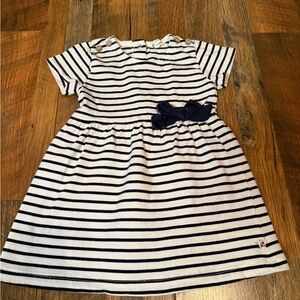 Batela white with navy stripes and cute bow dress, 24 months